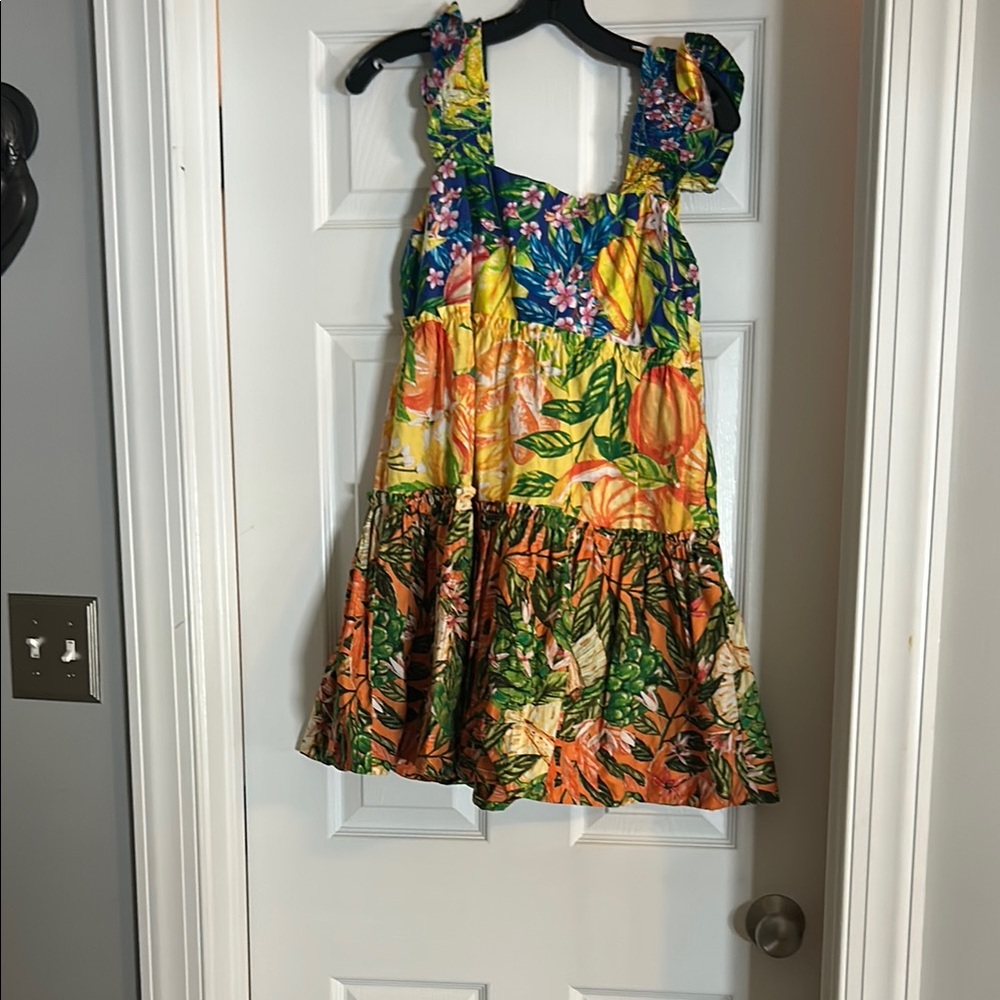 Colorful Tropical Print Tiered Sundress